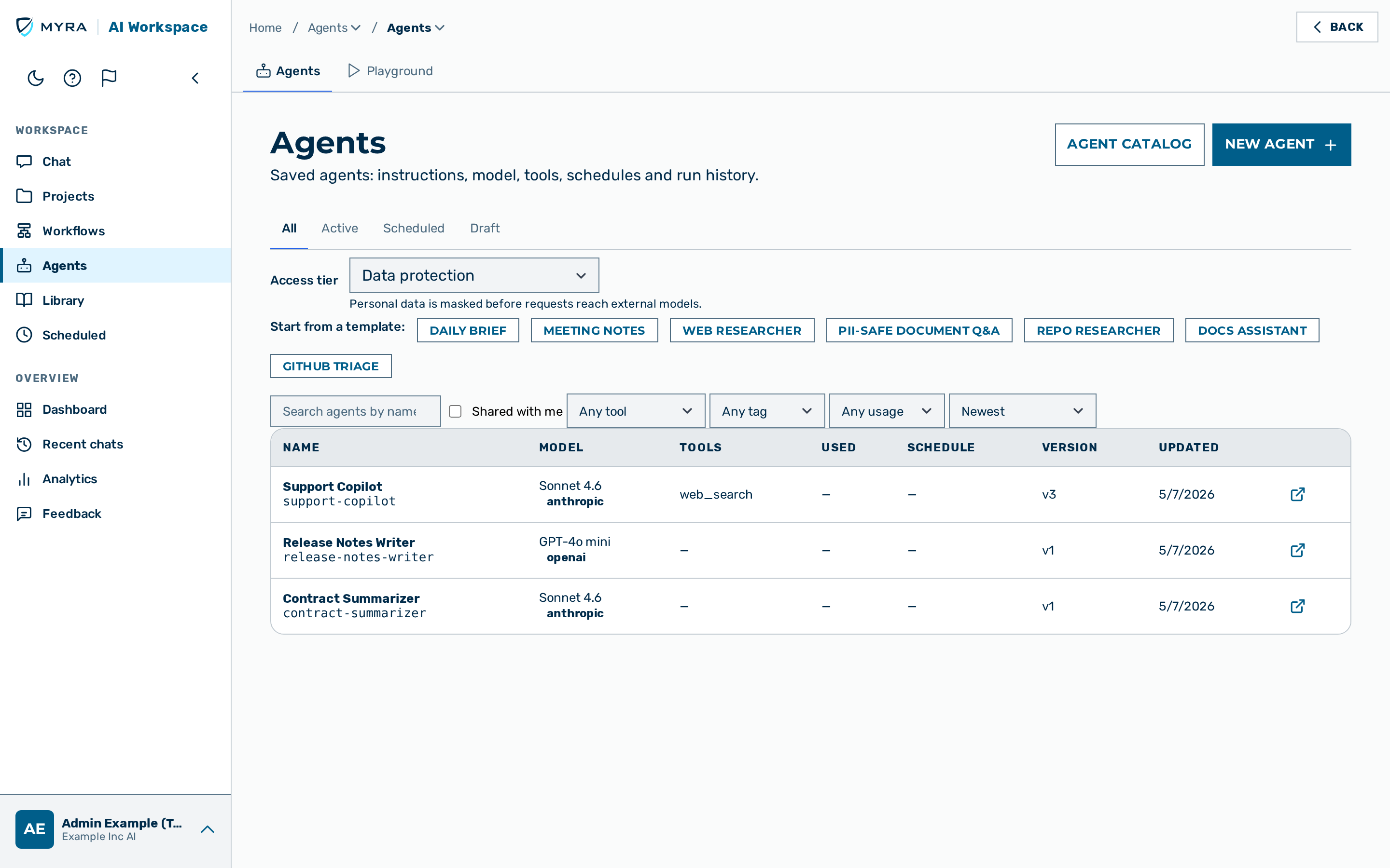 View: Agents list