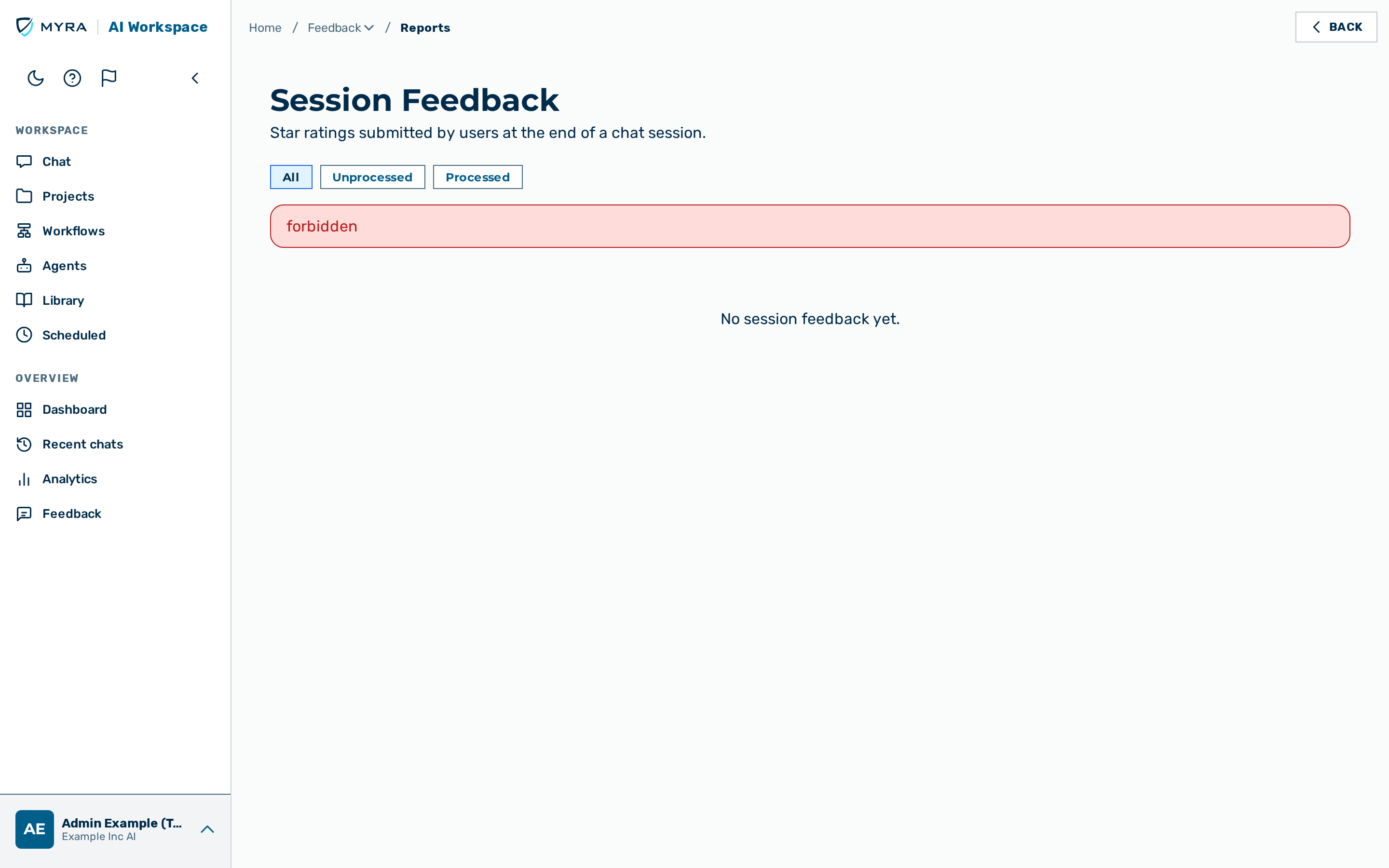 Chat feedback list