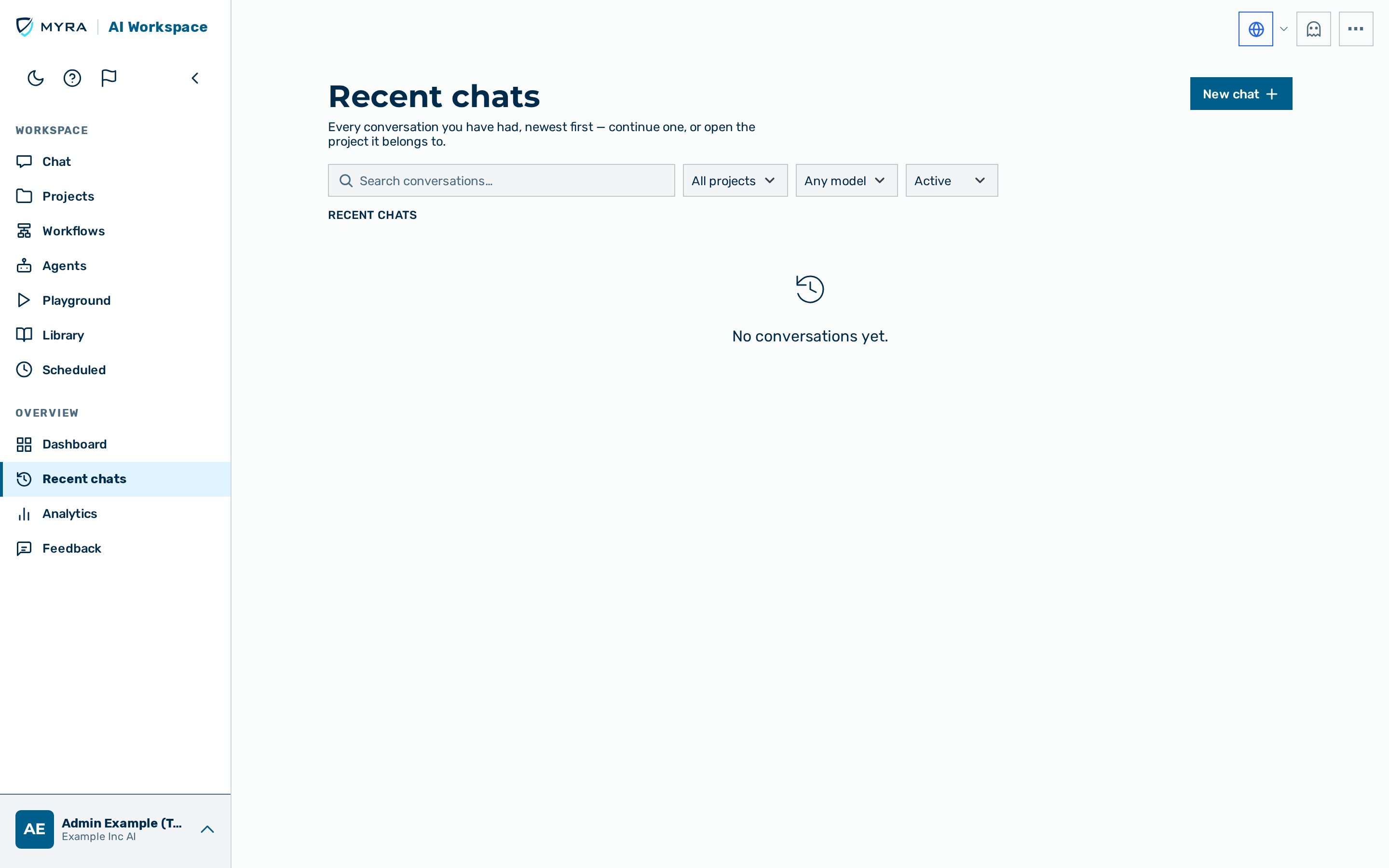 The Recent chats page