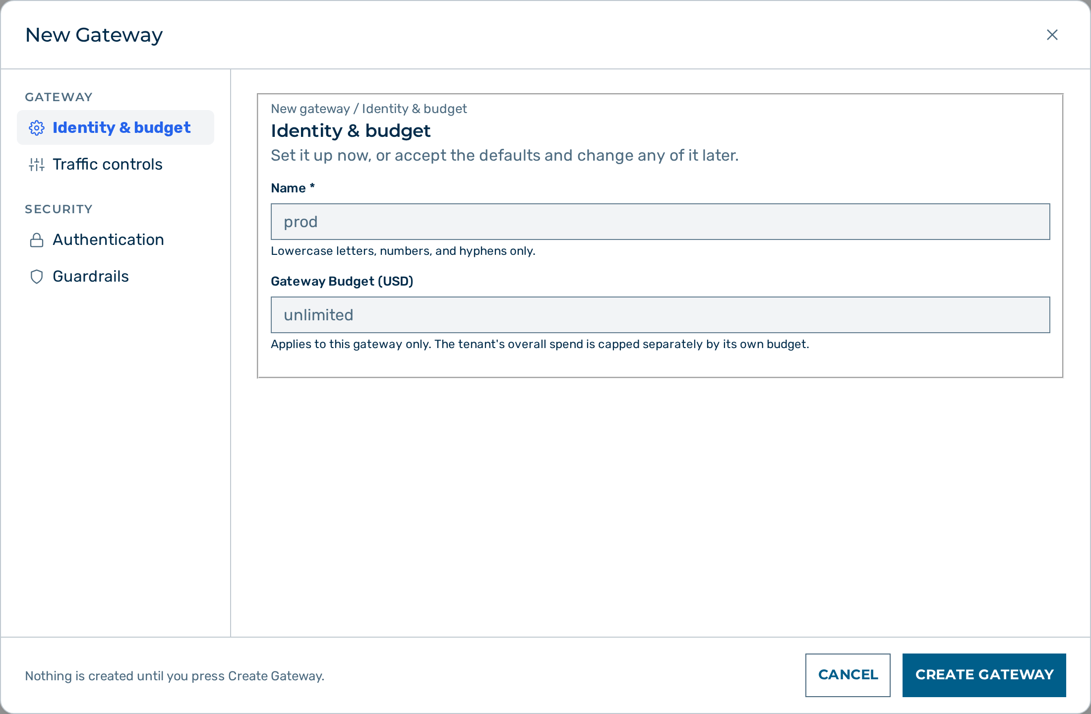 The New Gateway popup