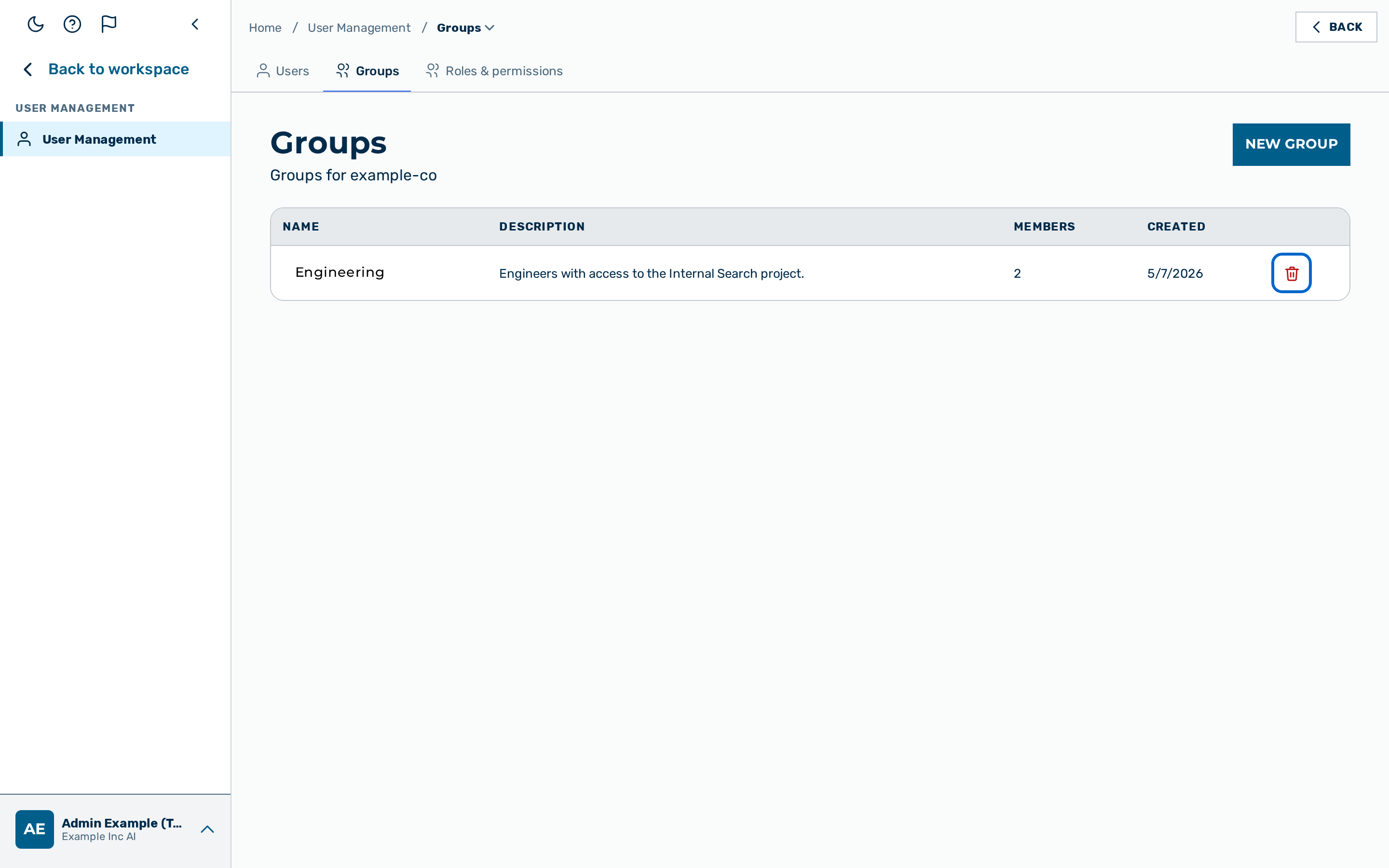 The delete-group confirmation dialog