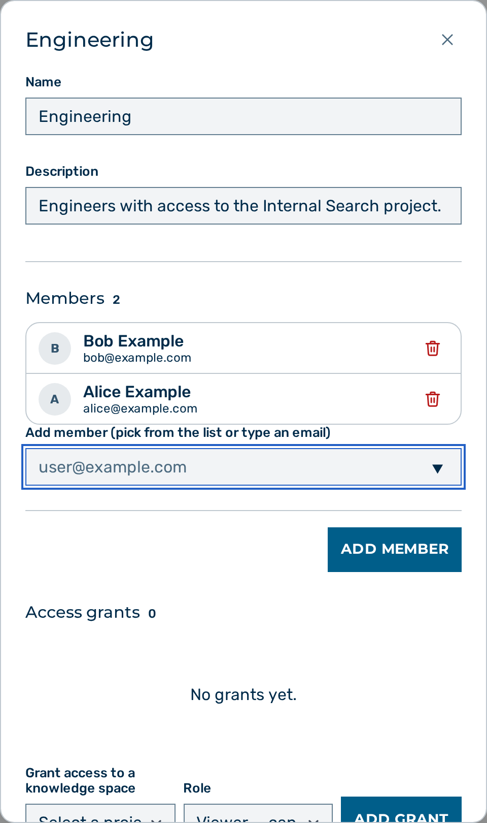 The add-member picker in the group detail dialog