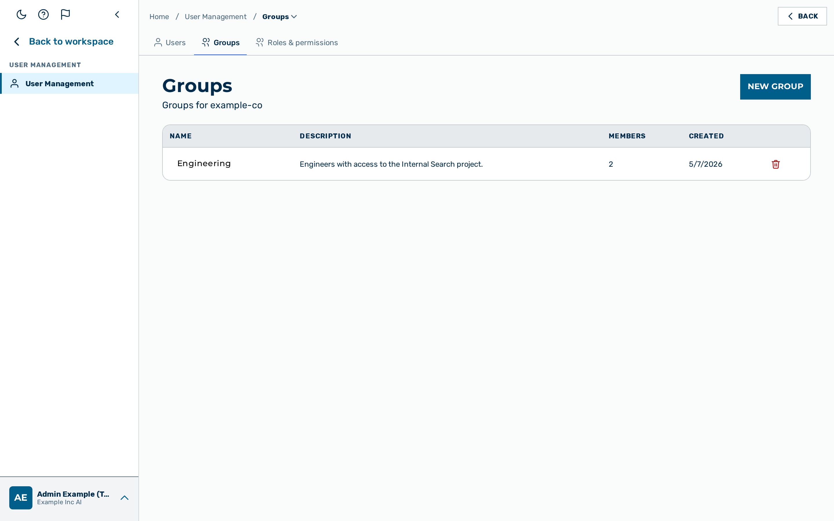 Groups list