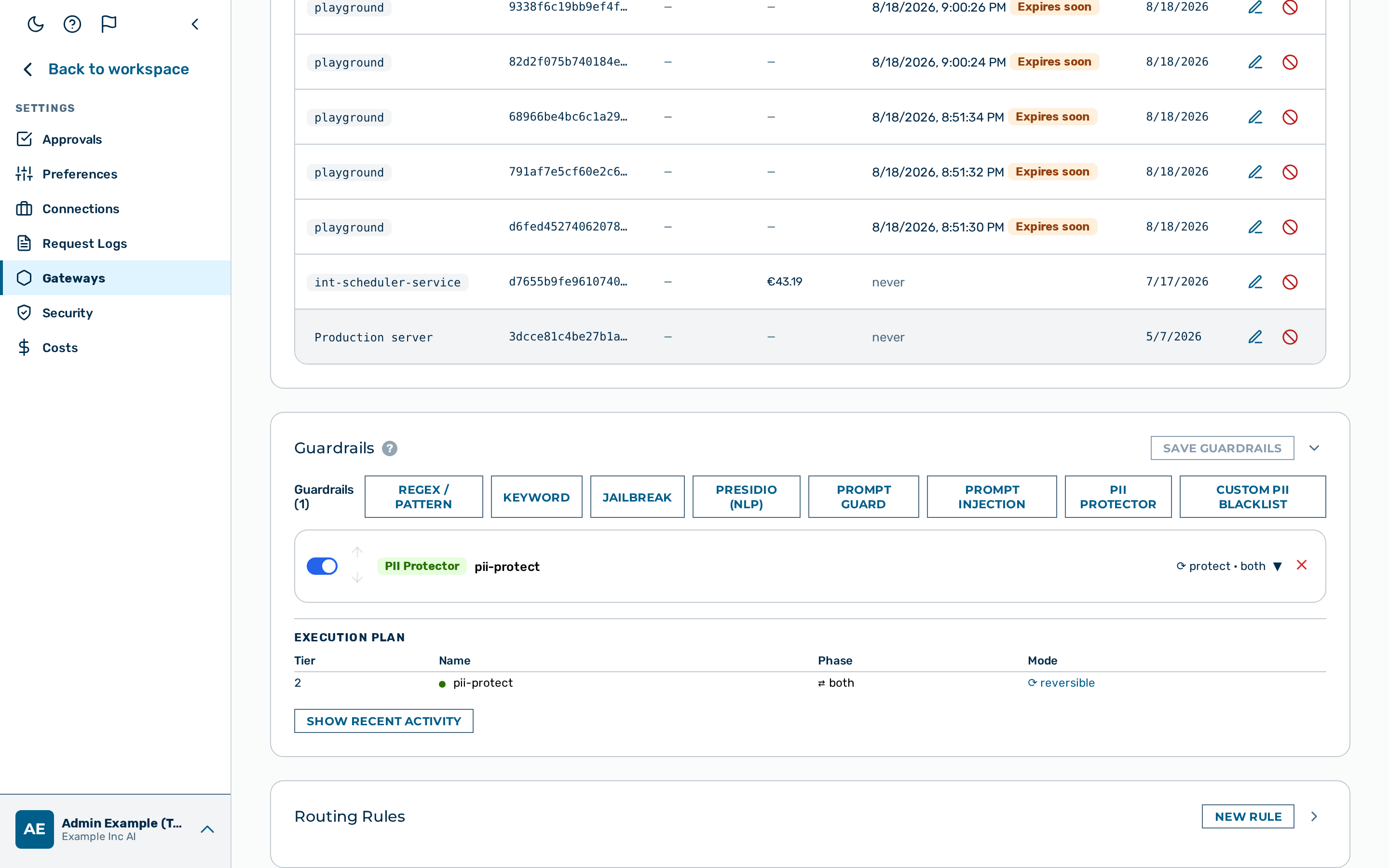 Screenshot: Guardrail Builder showing guardrail type buttons