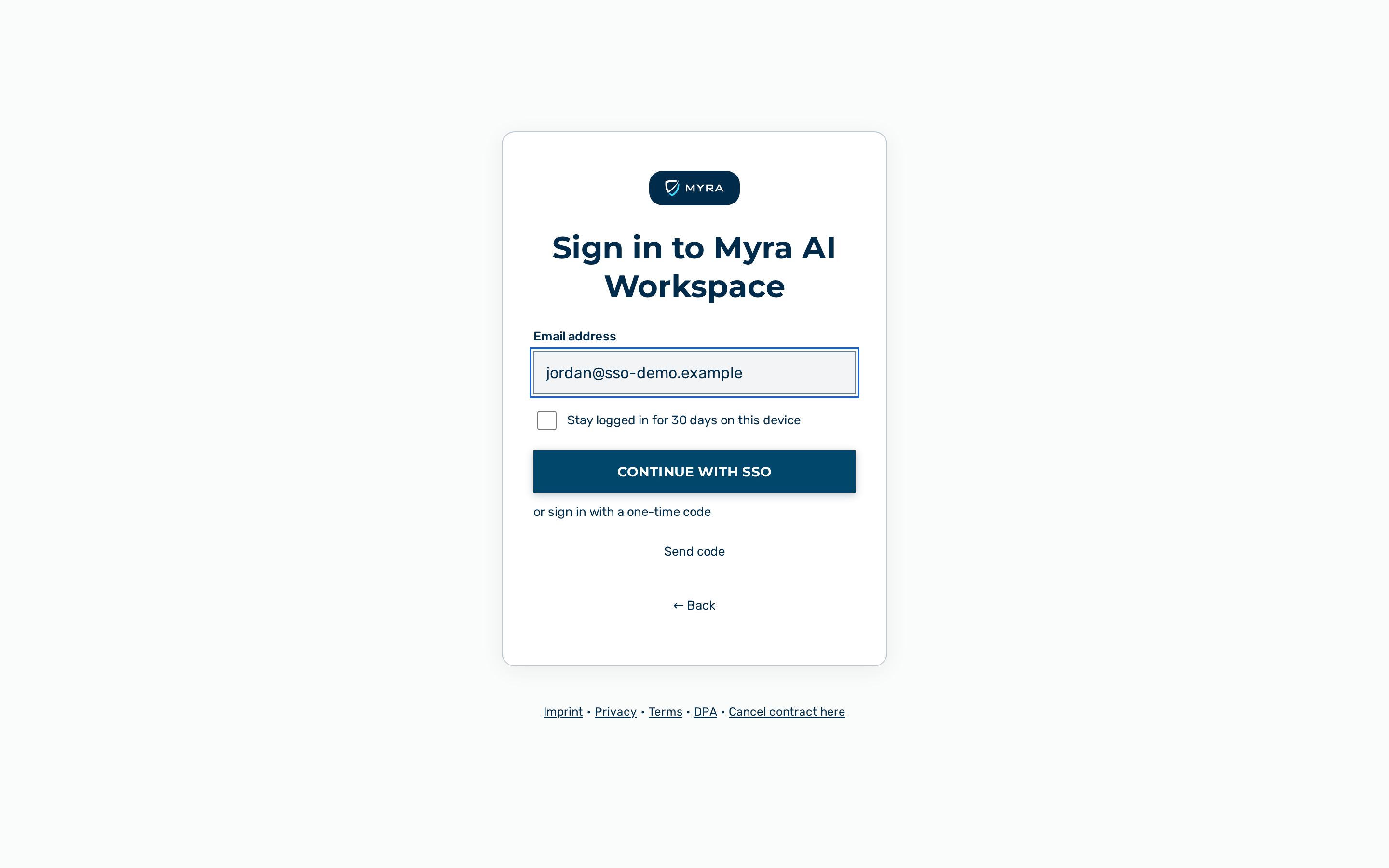 The email-input step with the Continue with SSO button visible