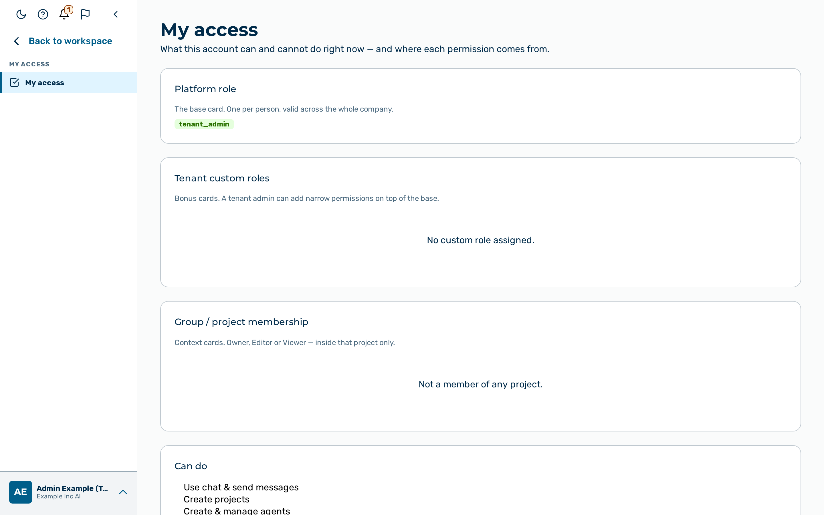 The My access view
