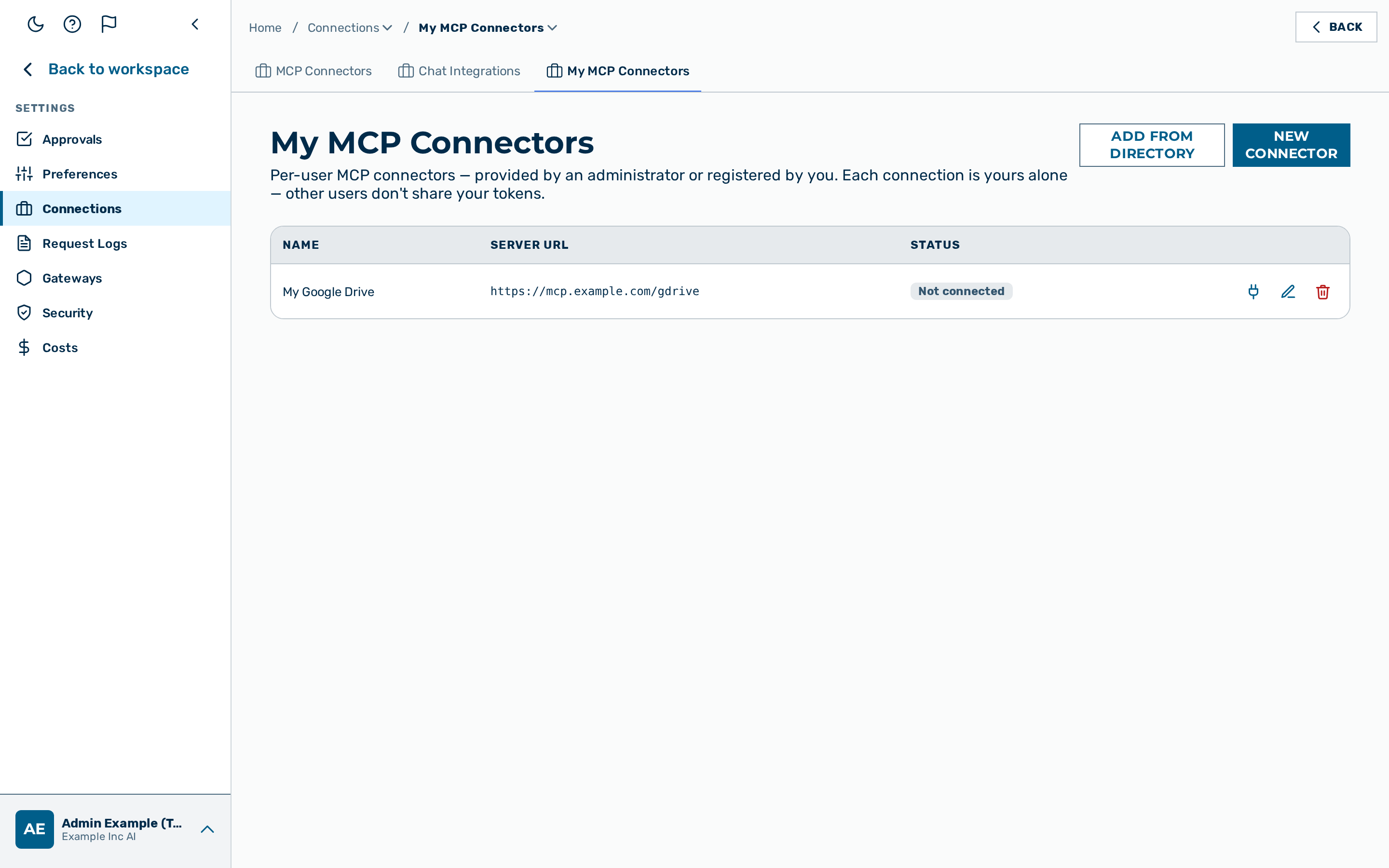View: My MCP Connectors