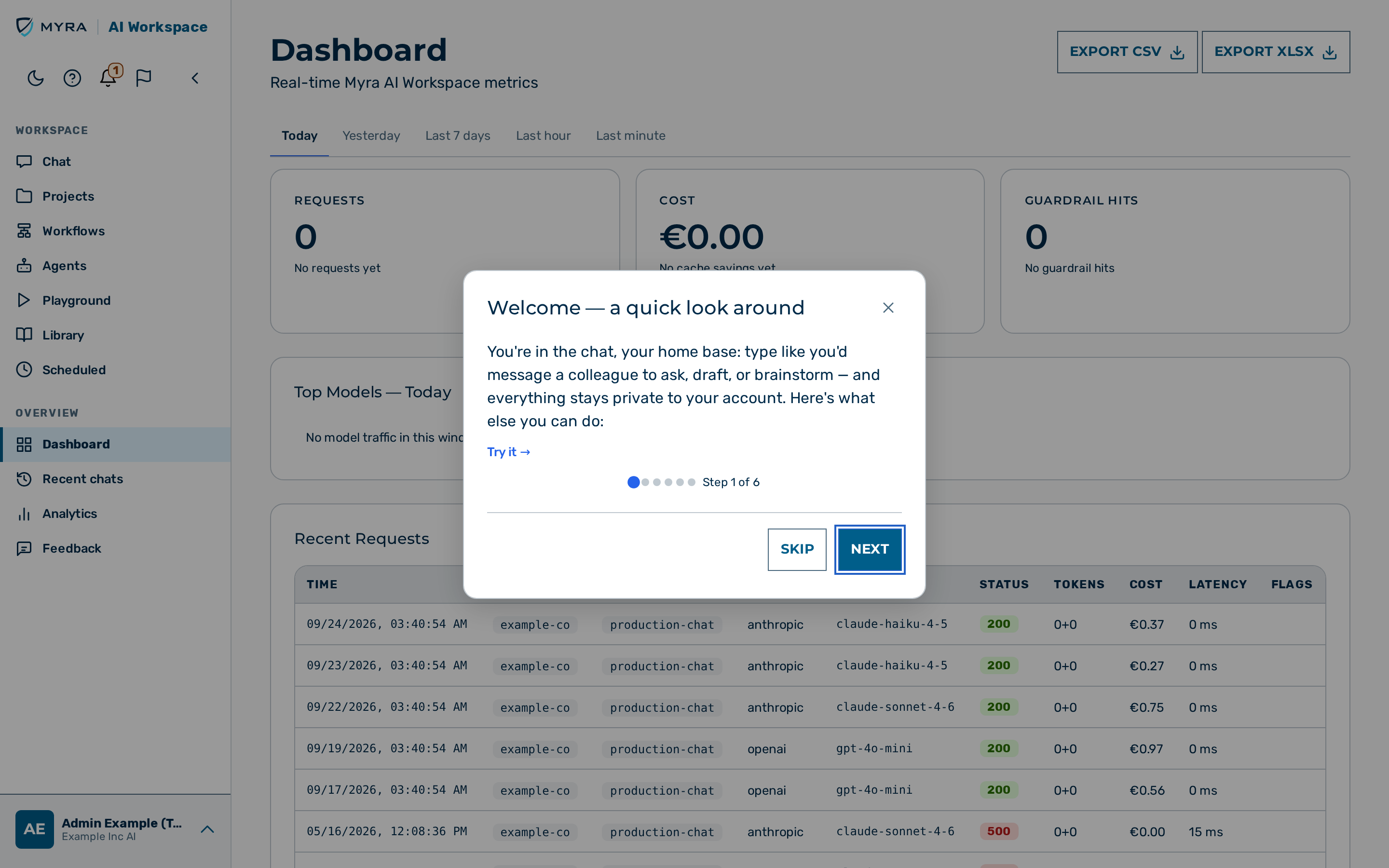 The onboarding walkthrough