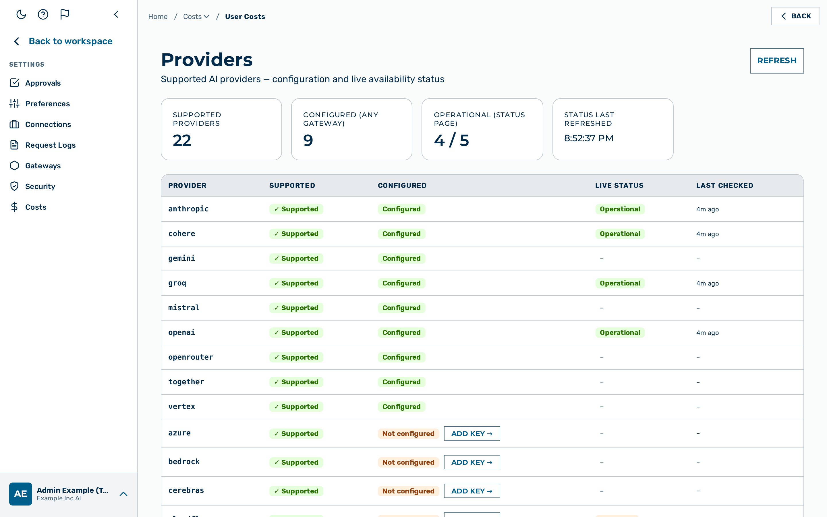 Providers list