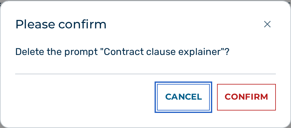 The delete confirmation dialog