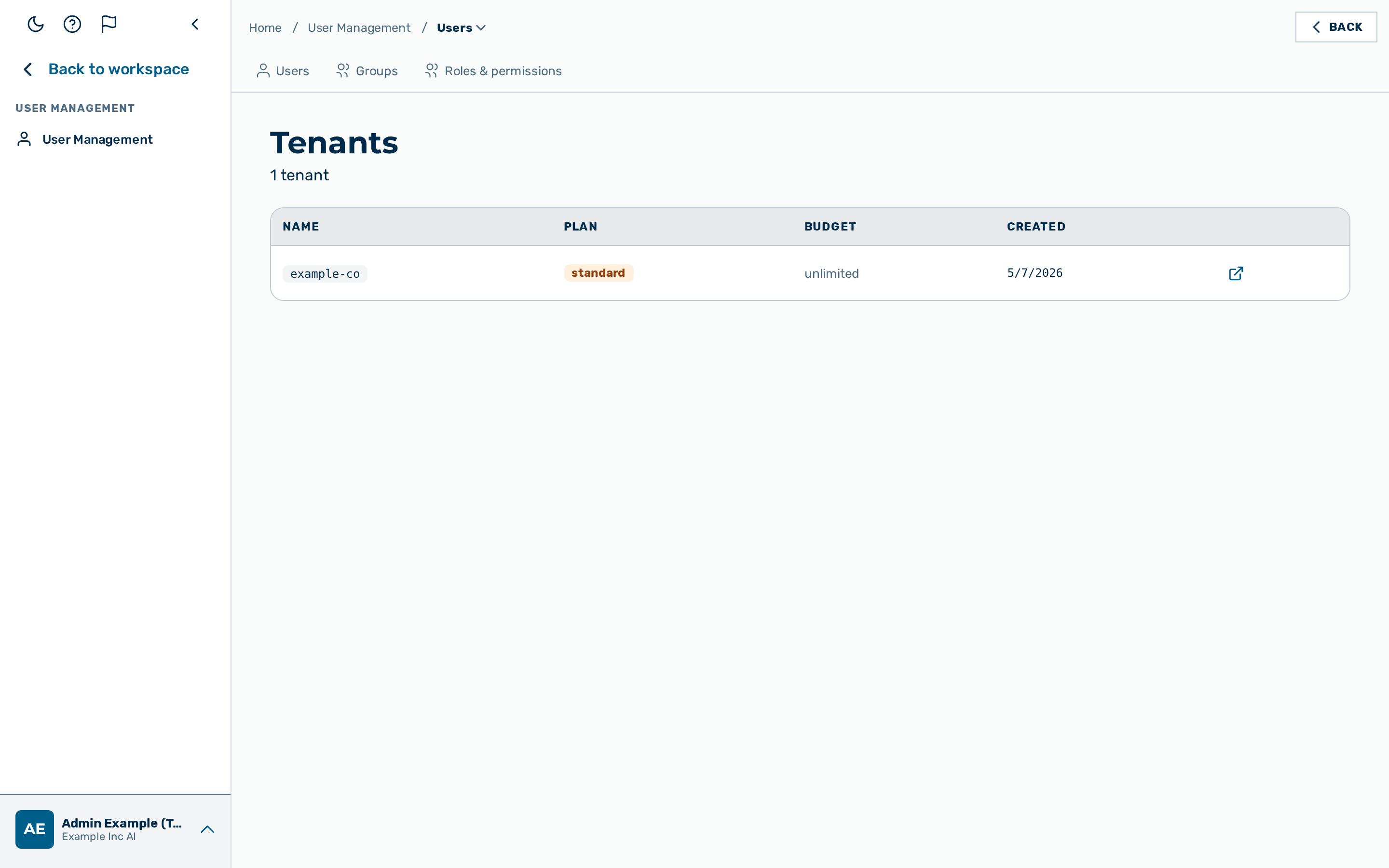 Tenants list