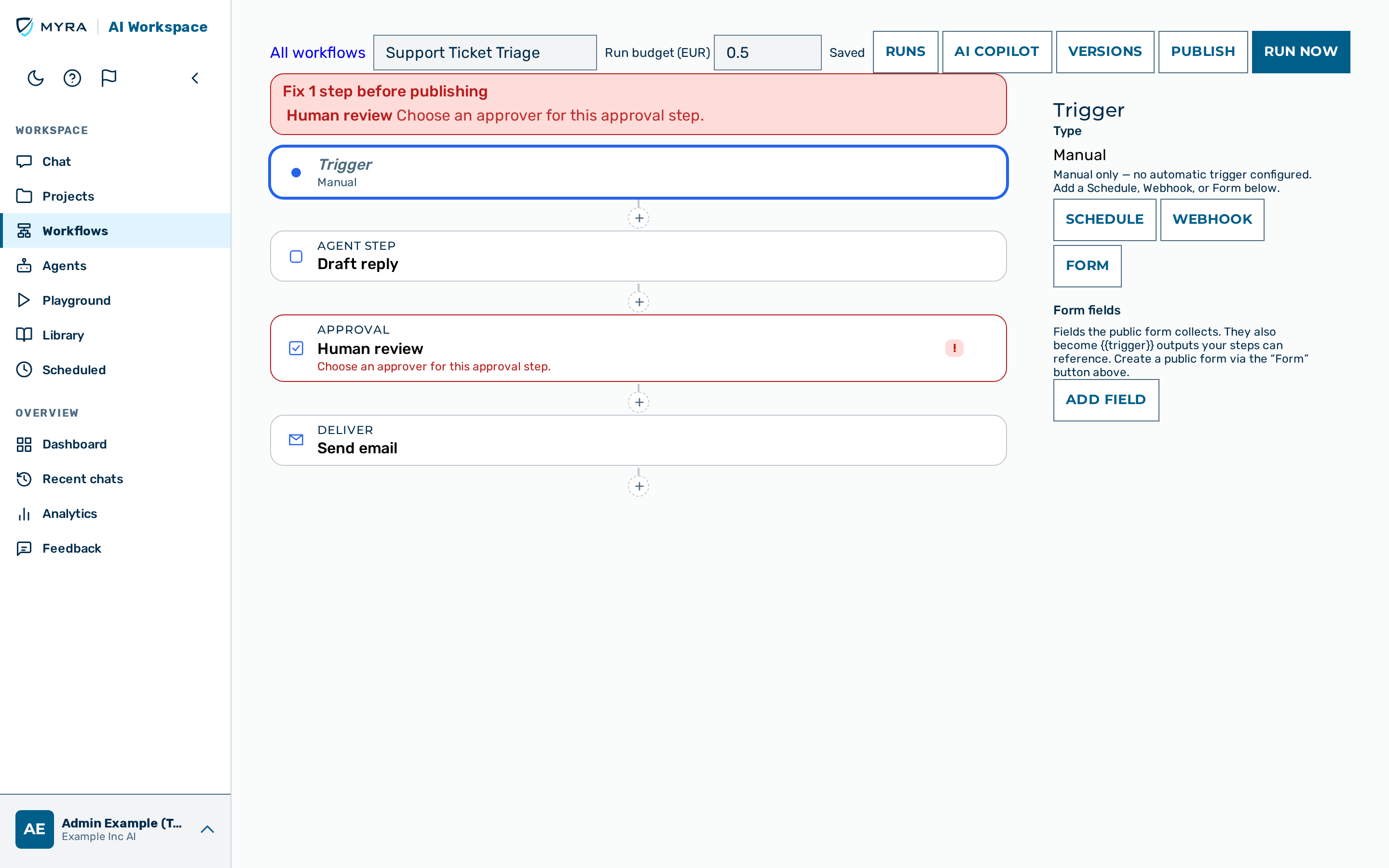 View: Workflow builder