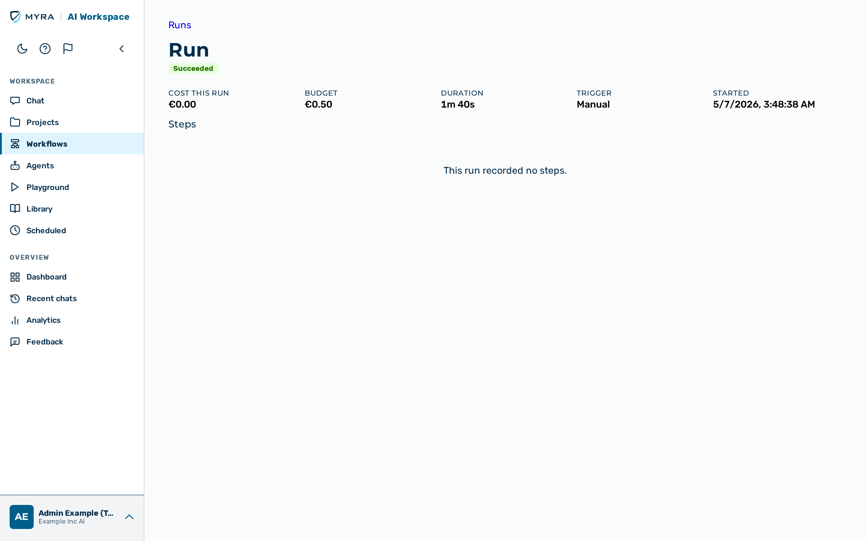 View: Run detail